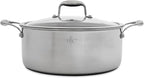 Hell's Kitchen Hybrid 7.5 Qt Pot and lid, Tri-Clad Stainless Steel and Nonstick Ceramic, PFAS Free, no PFOA, no PTFE, no Teflon, Non Toxic Cookware, Metal Utensil Safe, All Cooktops and Oven Safe