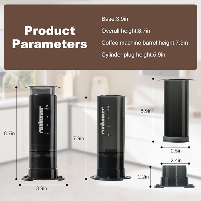 French Press Coffee Maker, 2-in-1 Single Serve K Cup Compatible, Portable Coffee Machine for Ground Coffee, Black, 10 Oz Capacity, for Camping, Travel