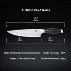 WILDMOK Chef Knife 8 Inch, German Steel Kitchen Knives Chef's Knives with Pakka Wood Handle, Gift Box