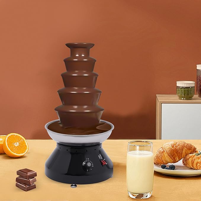 5 Tier Chocolate Fountain, 230W 3000ml/7LBS Stainless Steel Electric Chocolate Fondue Fountain Machine 86-230 °F Hot Chocolate Fondue Tower for Party, Wedding, Buffet
