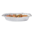 Restaurantware Foil Lux 17.6 x 14 x 3.1 Inch Oval Roasting Pans, 50 Oven-Ready Foil Pans - Freezable, Heavy-Duty, Aluminum Foil Disposable Baking Pans, For Cooking Turkey, Chicken, And More