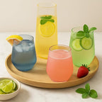 48 Pack Ribbed Origami Ripple Plastic Glasses 24 9oz Stemless Champagne Flutes & 24 12oz Cups BPA-Free, Disposable, Shatterproof Drinkware for Weddings, Bars, Events (Color Collection Ribbed)