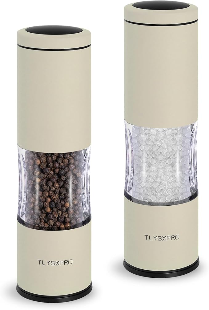 Salt and Pepper Grinder Set with Adjustable Coarseness | Manual Pepper Mill Grinder with Refillable Design | Ceramic Core | Kitchen Essential (2 Packs, Buttercream)