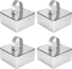 Uncle Jack 4 Pieces Food Ring Molds Set, 3 Inch Stainless Steel Cake Ring Mold with Pusher, for Kitchen Tools, Baking Pastry, Cake, Mousse (Include 4 Rings and 4 Pushers)