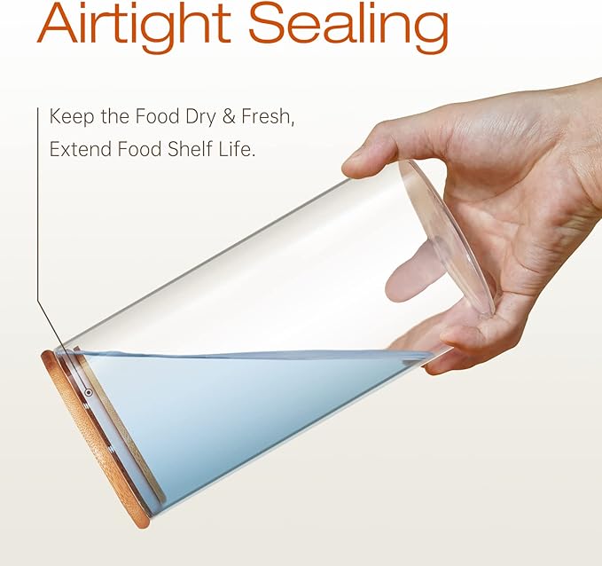 Glass Jars with Bamboo Lids 17 FL OZ [Set of 12], Glass Canisters with Airtight Lids, Glass Food Storage Containers for Spice, Coffee, Sugar, Tea, Candies, Cookies,Best for Kitchen & Pantry