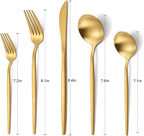 Matte Gold Silverware Set, VANVRO 60-Piece Stainless Steel Flatware Set, Satin Finish tableware Cutlery Set, Service for 12, Home and Restaurant, Dishwasher Safe