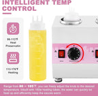 Electric Sauce Warmer Hot Fudge Warmer Dispenser Nacho Cheese Warmer Jam Heat Preservation Machine with 22oz Bottles, 86~185℉ 110V
