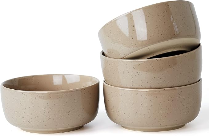 famiware Milkyway Cereal Bowl, Soup Bowls for 4, 25 Ounce Bowls Set for Kitchen, Bowl Set for Cereal Soup Rice Pasta Salad Oatmeal, Cinnamon Brown