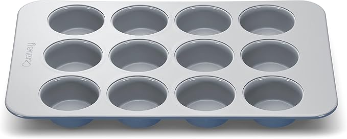 Caraway Non-Stick Ceramic 12-Cup Muffin Pan - Naturally Slick Ceramic Coating - Non-Toxic, PTFE & PFOA Free - Perfect for Cupcakes, Muffins, and More - Slate