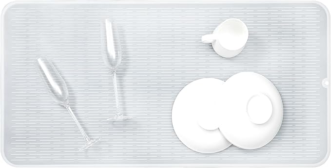 Silicone Dish Drying Mat for Multiple Usage,Easy clean,Eco-friendly,Heat-resistant Silicone Mat for Kitchen Counter or Sink,Refrigerator or Drawer Liner Translucent 5XL 36inches x 18inches