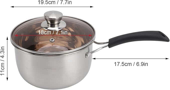 Butter Warmer, 7.1 x 4.3 in Stainless Steel Mini Milk Coffee Warmer with Lid Single, Milk Pot Small Baby Food Warmer for Gas Induction Cooker