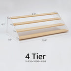nianfeng Tiered Spice Rack, 4-Tier Spice Pantry Kitchen Cabinet Organizer, 19.9-Inch, Natural Wood Acrylic Stair Riser Stand, Countertop Seasoning Shelf