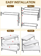 Yedio 3 Tiered Serving Stand, Foldable Rectangular Food Display Stand with White Platters - Serving Trays, Dessert Display Server for Brithday Party, Valentine's Day and Events