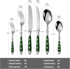 24-Piece 18/0 Stainless Steel Silverware set,Vintage Flatware set with Bakelite Handle,service for 4,Cutlery set (Green)