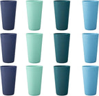 US Acrylic Newport 20 ounce Unbreakable Plastic Stackable Water Tumblers in 4 Coastal Colors | Set of 12 Drinking Cups | Reusable, BPA-free, Made in the USA, Top-rack Dishwasher and Microwave Safe