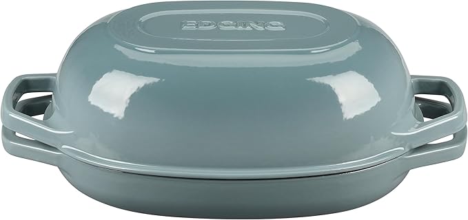 Enameled Cast Iron Dutch Oven Pot with Lid, Oval Dutch Oven for Bread Baking, Bread Oven for Homemade Sourdough Bread Baking, 5qt, Seasalt