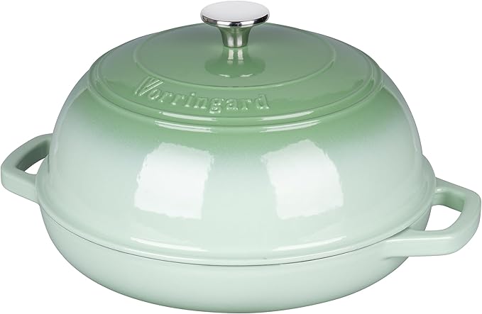 Enameled Cast Iron Dutch Oven Pot with Lid, Bread Oven for Sourdough Bread Baking, Dutch Ovens with Bread Proofing Basket& Baking Supplies Set, 6 Quart, Green