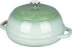 Enameled Cast Iron Dutch Oven Pot with Lid, Bread Oven for Sourdough Bread Baking, Dutch Ovens with Bread Proofing Basket& Baking Supplies Set, 6 Quart, Green