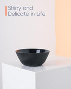 30 OZ Max Cereal Soup Bowl Set of 6, Opal Glass 7.2 inch Black Ribbed Bowls for Ramen, Noodle, Salad, Fruit, Dishwasher and Microwave Safe