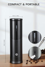 Electric Coffee Grinders, Portable Burr Grinder Capacity 50g w/Magnetic Cover,External Adjustable Setting, Aluminum Alloy Body, 800mAh Battery(Stand not Included) Black