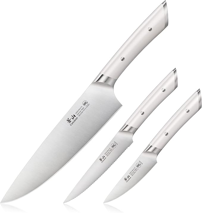 Cangshan HELENA Series German Steel Forged Starter Knife Set (White, 3-Piece)