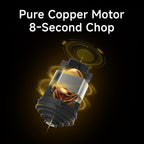 Electric Food Processor & Meat Grinder – 1.9 Qt Food Chopper with Pure Copper Motor, Dual-Layer Blades, Procesador de Alimentos Electrico