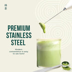 Jade Leaf Matcha - Modern Starter Gift Set Includes: Electric Matcha Whisk + Milk Frother, Stainless Steel Spoon, Stainless Steel Sifter, and Printed Handbook