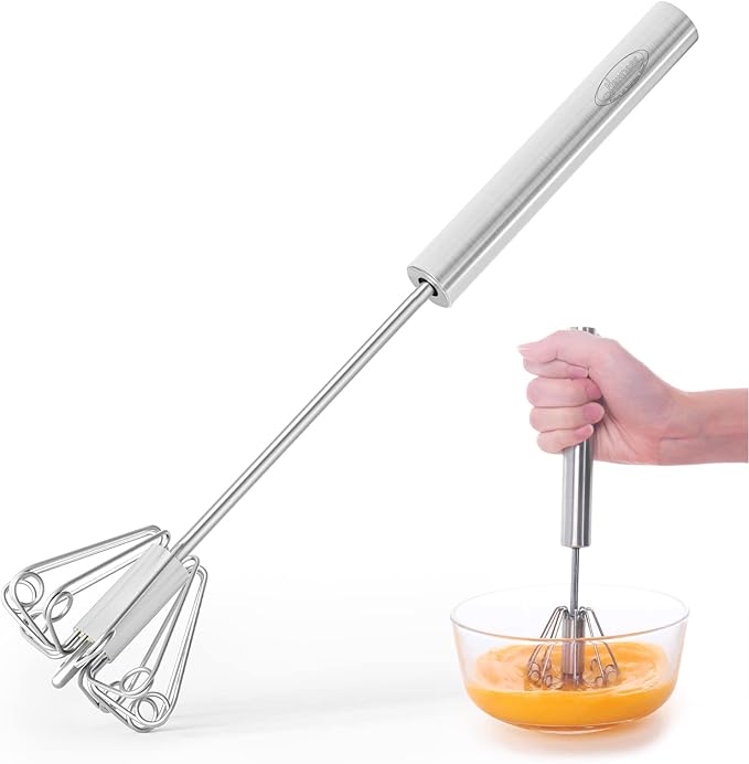 Newness Whizzy Whisk, Stainless Steel Semi Automatic Blender for Home -Versatile Tool for Egg Beater, Milk Frother, Hand Push Whisk - Kitchen Utensil for Blending, Whisking, Beating & Stirring