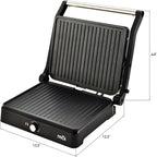 MOI Panini Press Grill & Sandwich Maker - 180° Dual-Plate Stainless Steel Grill Press for Paninis, Grilled Cheese, Burgers, Quesadillas, Breakfast, and More - 11 x 9 Inch Panini Maker with Drip Tray