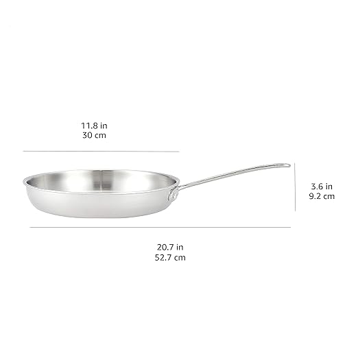 Amazon Basics Tri-Ply Stainless Steel Fry Pan, 12 inch, Silver