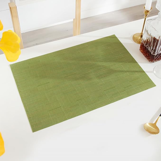 PIGCHCY Placemats Set of 8 Washable Durable Place Mats Vinyl Heat Resistant Non-Slip Table Mats Indoor Outdoor (Sage Green)