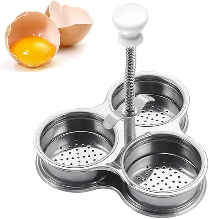 Zerodis Egg, Stainless Steel Nonstick Poached Egg Maker Egg Boiler Cup Egg Cooker Gift to Father Mother Friends (Silver)