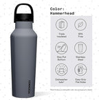 Corkcicle Sport Canteen - Keeps Drinks Cold 25 Hours - Stainless Steel Water Bottle - Triple-Insulated - Spill-Proof - Summer Drinkware Gift - Keeps Drinks Ice Cold - 20 oz - Hammerhead