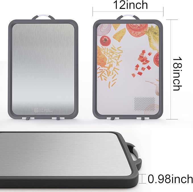 Titanium Cutting Board - New Titanium Cutting Boards for Kitchen Double Sided Non Toxic Titanware Cutting Board, Ideal Charcuterie & Chopping for Meat, Cut Easy Clean Chopping Board (18 * 12in)
