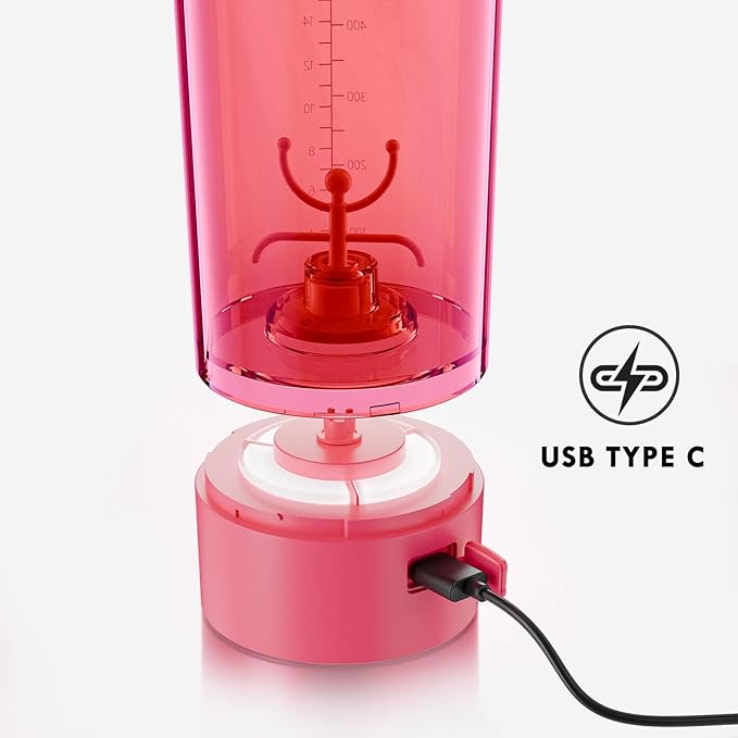 Electric Shaker Bottle USB C Rechargeable Protein Shaker Bottle Shaker cups for Protein Shakes Mixer with 24oz BPA Free Tritan Meal Replacement Shakes Made with Tritan Portable Blender Cup (Rosered)