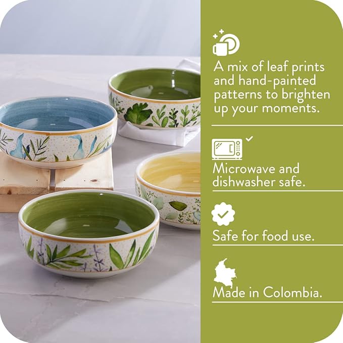 Corona 4 dinnerware Bowls Set | Siena 21oz | service for 4 | Ceramic | Garden decor | Set 4 Bowls | Cerámica