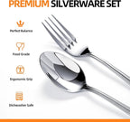 Silverware set for 12,60 Pieces Premium Stainless Steel Silverware set,Mirror Polished Cutlery Set,Heavy Duty Flatware Set for 12,Dishwasher Safe,Luster Series