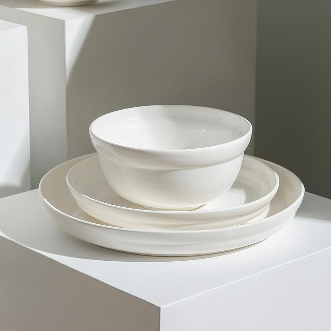 Stone Lain Virtuo 4-Piece Dinner Plate Set Porcelain, White