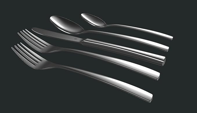 Modern Sleek Silverware Set - 18/10 Stainless Steel Flatware Set for Elegant Dining - Dishwasher Safe Cutlery Set - Built to Last Commitment (40-Piece)