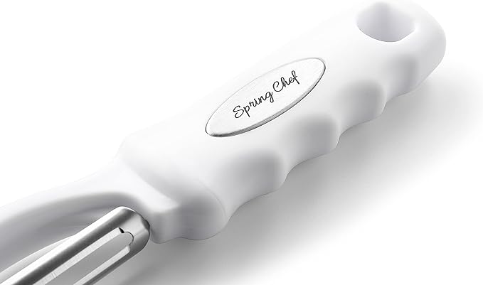 Spring Chef Premium Swivel Vegetable Peeler, Comfortable Handle and Ultra Sharp Stainless Steel Blades - Perfect Kitchen Peeler For Veggie, Fruit, Potato, Carrot, Apple - White - Set of 2