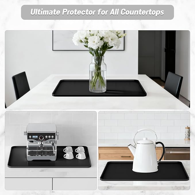 Silicone Coffee Mat,24×16" Waterproof Heat Resistant Bar Mat for Espresso Machine Station Accessories,Non Slip Dish Drying Mat for Kitchen Counter,Home Decor Essentials,Fit Under Coffee Maker