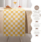 Folkulture Table Runner | Table Runners 90 inches Long | Checkered Table Runner for Farmhouse Decor or Boho Decor | Yellow Table Runners for Dining Room Table Decor | Table Decorations for Party