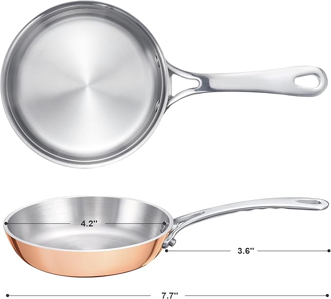 Mini Sauce Pan Butter Warmer Pot with Handle 18/10 Stainless Steel Small Pot for Melting Butter Heating Sauce Gravy & Oil (0.12Quart) - Copper