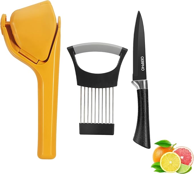 lemon squeezer,Portable Manual Citrus Squeezer Kit With Lime Squeezer,Lemon Slicer and Paring Knife,Easy to Juice Lemons,Limes,Oranges,Tangerines and Other Fruits Kitchen Gadgets.