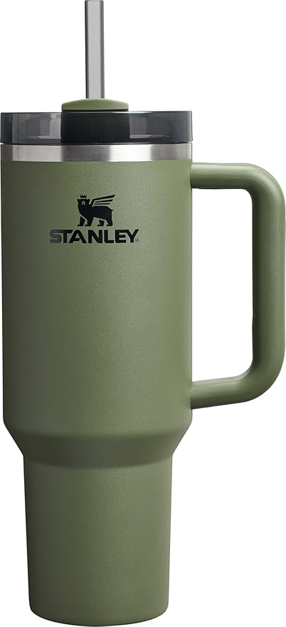 Stanley Quencher H2.0 Tumbler with Handle and Straw 40 oz | Flowstate 3-Position Lid | Cup Holder Compatible for Travel | Insulated Stainless Steel Cup | BPA-Free | Dried Pine