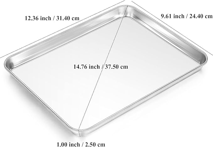 Baking Sheet with Rack Set, Yododo Set of 4 (2 Sheets + 2 Racks), Stainless Steel Cookie Sheet Baking Pan Tray with Cooling Rack, Non Toxic & Heavy Duty & Easy Clean - Size of 12 inch