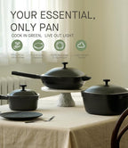 10.5 Inch(3.8QT) Deep Frying Pan,Non Stick Frying Pans Cast Aluminum,Ti-Ceramic Non Toxic Pix Pan with Lid,Natural Wooden Spatula and Loofah Scrubber-Midnight Hearth