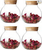 Snminetal 17oz Glass Jar Storage Containers,Wedding Candy Jar Kitchen Canisters, With Cork Airtight Lid, Perfect For Tea, Biscuits, Cereals, Flour, beans, Spices, Coffee Beans (4PCS)