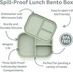 Ali+Oli Silicone Bento Box (Pine) Lunch Box for Kids, Toddlers, Preschoolers & Adults | BPA-Free and Spill-Proof | Ideal for School, and On-the-Go Meals| Perfect for Lunch, Snacks, and Meals