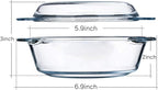 NUTRIUPS Small Round Glass Casserole Dish with lid, 0.65 L Mini glass bowl with glass lid, Microwave and Oven Safe